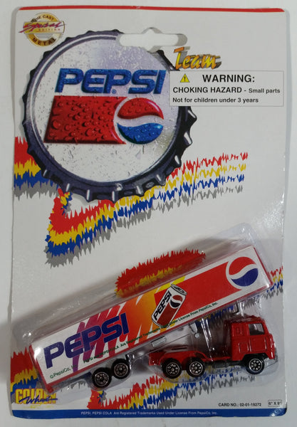 1990s Golden Wheel Special Edition Pepsi Team Racer Red Semi Truck Tractor Trailer Rig Die Cast Toy Car Vehicle Soda Pop Collectible New in Package