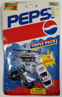 1993 Ja-Ru Pepsi Cola Triple Pack No. 1897 Motorcycle, Helicopter, and #77 Die Cast Toy Car Vehicles Soda Pop Collectible New in Package