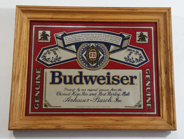 Vintage Stamford Art Genuine Anheuser Busch Budweiser Beer 11" x 14" Bar Lounge Pub Mirror