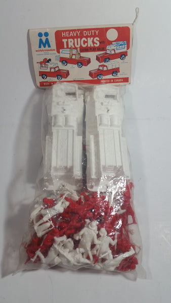 Vintage 1950s 1960s Multiple Toy Makers Heavy Duty Trucks Plastic Toy Firefighting Vehicles and White and Red Firefighters New in Package
