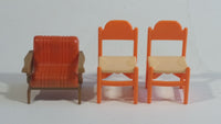 Vintage 1970s Arco Miss Merry's Plastic Doll Toys Dining Room and Patio Orange 3 Piece 2 Dining Chairs and 1 Patio Chair - Made in Hong Kong