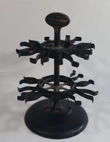 Antique 1905 Patent Cast Iron Double Level Carousel Rubber Stamp Holder with 12 Rubber Stamps