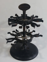 Antique 1905 Patent Cast Iron Double Level Carousel Rubber Stamp Holder with 12 Rubber Stamps