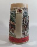1987 Budweiser Holiday Stein Collection Collector's Series "The hitch parading through the familiar Anheuser-Busch Gates at Grant's Farm on a Brisk Wintery day." Ceramic Beer Stein - Handcrafted in Brazil by Ceramarte