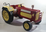 Swaraj 855 Red and White Handmade Plaster Coated Wood and Metal Tractor 16 1/2" Long Model Toy with Articulated Steering