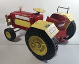 Swaraj 855 Red and White Handmade Plaster Coated Wood and Metal Tractor 16 1/2" Long Model Toy with Articulated Steering