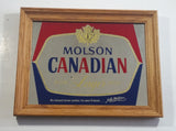 Vintage Molson Canadian Lager Beer Biere 11" x 14" Wooden Framed Advertising Mirror Pub Lounge Bar Collectible
