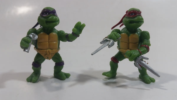 Lot of 2 2014 Ninja Turtles Donatello and Raphael Characters 1" Tall Mini Toy Action Figures