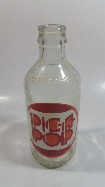 Vintage Pic-A-Pop 6 1/2" Tall 10 Fl oz 284mL Clear Glass Soda Pop Beverage Bottle