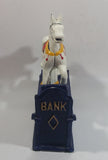 Vintage Trick Pony Horse Blue and White Cast Iron Mechanical Coin Bank
