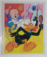 Vintage 1974 Warner Bros. Looney Tunes Elmer Fudd and Daffy Duck Cartoon Characters Frame Tray Puzzle