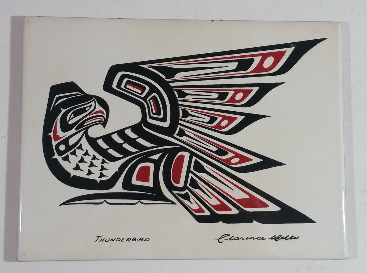 Clarence A Wells Thunderbird Aboriginal Art Ceramic Tile Trivet