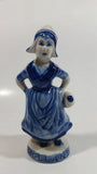 Vintage Delft Blue Holland Hand Painted 6" Tall Woman Figure - Has Repairs