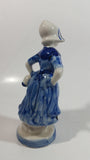 Vintage Delft Blue Holland Hand Painted 6" Tall Woman Figure - Has Repairs