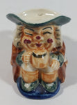 Antique Toby Style 3" Tall Man Holding Tankard Eyes Closed Face Mug Hand Painted