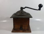 Antique 1880 Charles Parker No. 403 "Parker's National" Dovetail Wood Cast Iron Cast Bronze and Copper Coffee Mill Grinder
