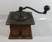 Antique 1880 Charles Parker No. 403 "Parker's National" Dovetail Wood Cast Iron Cast Bronze and Copper Coffee Mill Grinder
