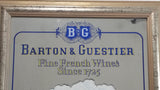 Vintage Barton & Guestier Fine French Wines Since 1725 "Summer Cultivating" Pub Bar Lounge 14 1/2" x 20 1/2" Wood Framed Glass Advertising Mirror