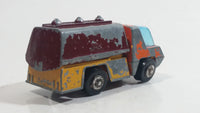 Vintage PlayArt Semi Tanker Truck Orange Yellow Dark Red Die Cast Toy Car Vehicle Made in Hong Kong