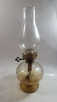 Antique Kerosene Oil Brass and Glass Lamp with Glass Chimney and Honey Comb Base