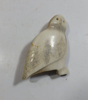 Vintage Carved Real Bone Owl Brooch Pin