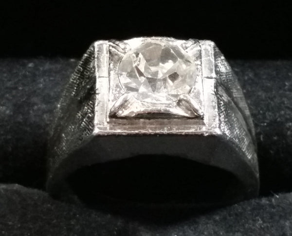 Crystal Glass Metal Men's Ring