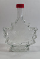 Raised Glass Maple Leaf Shaped Maple Syrup Bottle with Red Lid