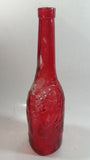 Vintage Red Painted Embossed Glass Wine Bottle Grapes AM