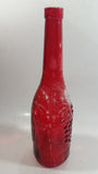 Vintage Red Painted Embossed Glass Wine Bottle Grapes AM