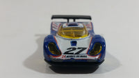 2000 Hot Wheels World Racers 2 Porsche 911 GTI - 98 #27 Metallic Blue and White Die Cast Toy Car Vehicle