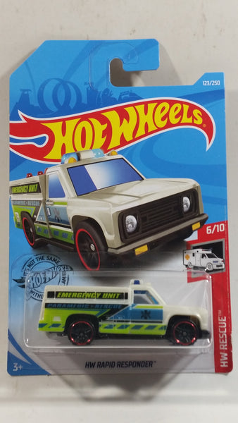 2019 Hot Wheels HW Rescue HW Rapid Responder White Die Cast Toy Car Vehicle - New in Package Sealed