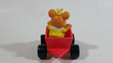 1990 Muppet Babies Fozzie Bear in a Red Train Pump Jack Rail Car Plastic Toy McDonald's Happy Meal