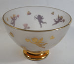 Teleflora Gold Trimmed Cupid Cherub Heart Themed Frosted Glass Bowl Candy Dish