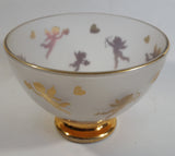 Teleflora Gold Trimmed Cupid Cherub Heart Themed Frosted Glass Bowl Candy Dish