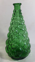 Vintage Mid Century Empoli Italy Hobnail Bubble Green Art Glass Liquor Bottle Decanter