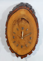 Vintage Burl Wood Gloss Lacquered Rustic 9 1/2" x 16" Wall Clock - Battery Operated