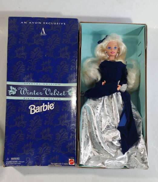 1995 Avon Exclusive Mattel Winter Velvet Barbie Doll Toy New in Box "First In A Series"
