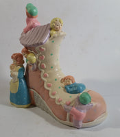 Rare Vintage Enesco "The Old Woman Lived In A Shoe" Music Box Windup Musical Ceramic Hand Painted Decorative Ornament