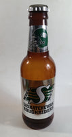 CFL Saskatchewan Roughriders Football Team Plastic 14" Tall Brown Beer Bottle Shaped Coin Bank