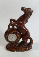 Vintage Rearing Brown Horse 6 1/2" Tall Ceramic Rustic Mid-Century Thermometer Made in Japan