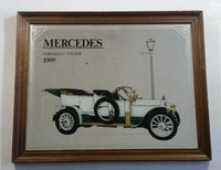 Vintage 1908 Mercedes Edwardian Tourer Antique Car with House in Background 16" x 19 1/2" Wood Framed Glass Mirror Man Cave Garage Collectible