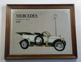 Vintage 1908 Mercedes Edwardian Tourer Antique Car with House in Background 16" x 19 1/2" Wood Framed Glass Mirror Man Cave Garage Collectible