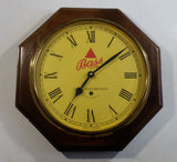 Vintage Bass Beer Glass Covered Wooden Case 13" Diameter Bar Pub Wall Clock Made in England