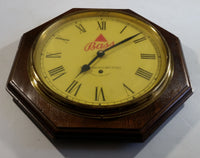 Vintage Bass Beer Glass Covered Wooden Case 13" Diameter Bar Pub Wall Clock Made in England