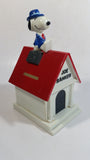 Vintage 1966 Peanuts Character Snoopy "Joe Banker" Dog House Shaped Plastic Coin Bank