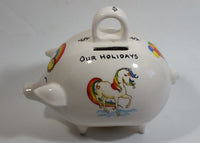 Vintage Rare Rainbow Brite Cartoon Character Ceramic Piggy Pig Coin Bank