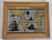 Vintage Stamford Art Nova Totius Terrarum Ferdin and Magellan First to Enter The Pacific World Map 11 1/2" x 14 1/4" Wood Framed Glass Mirror