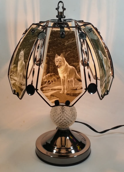 Wolf Wildlife Themed 16" Tall Metal with Crystal Style Ball Table Lamp