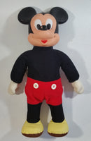 Vintage 1970s Hasbro Walt Disney Productions Marching Mickey Mouse 19" Tall Rubber and Fabric Toy Doll Cartoon Character Made in Hong Kong