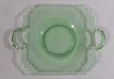 Antique Green Uranium Glass Flat Square Serving Dish with Handles